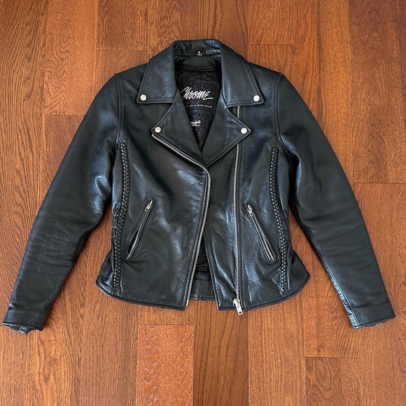 Vintage Black Leather Biker Jacket Soft Leather Insulated size Small - Picture 6 of 12
